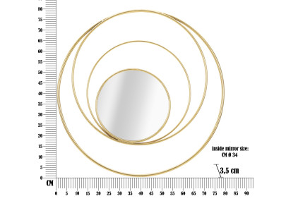 Miroir mural Arc Glam Ø80x3,5 cm – Courbes élégantes et reflets dorés