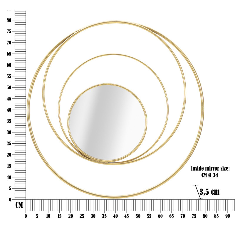 Miroir mural Arc Glam Ø80x3,5 cm – Courbes élégantes et reflets dorés