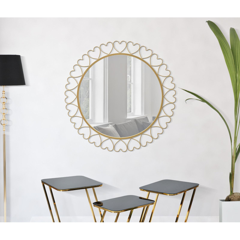 Miroir mural Cœurs Ø80x2,5 cm – Douceur romantique et éclat séduisant