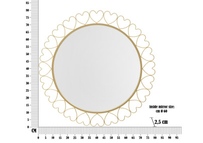 Miroir mural Cœurs Ø80x2,5 cm – Douceur romantique et éclat séduisant