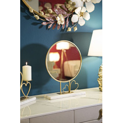 Miroir de table en forme de cœur 30x9x39,5 cm – Élégance compacte et charme féminin