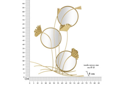 Miroir mural Triple Flow 65x8x88 cm – Courbes dynamiques et style artistique