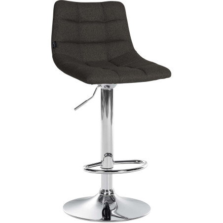Tabouret de bar Jerry, tissu, chrome, gris foncé