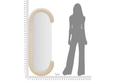 Miroir mural Chantal velours crème 60x7x160 cm – Chic intemporel et douceur raffinée