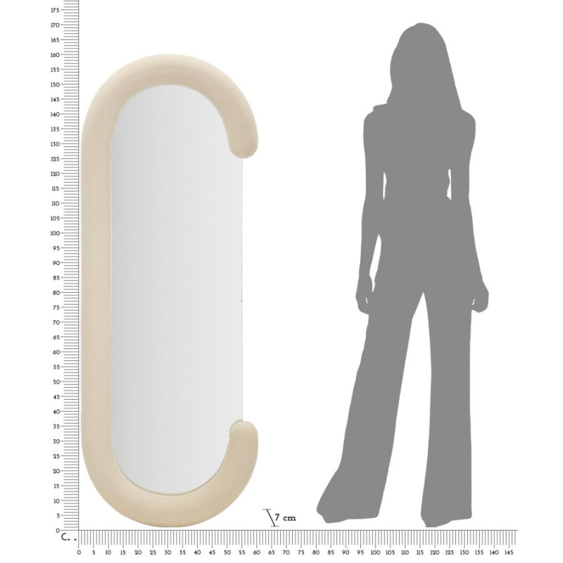 Miroir mural Chantal velours crème 60x7x160 cm – Chic intemporel et douceur raffinée