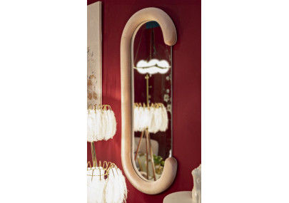 Miroir mural Chantal rose velours 60x7x160 cm – Romantisme et glamour poudré