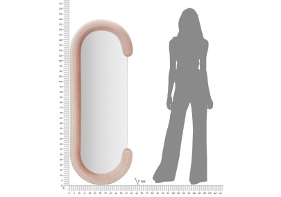 Miroir mural Chantal rose velours 60x7x160 cm – Romantisme et glamour poudré