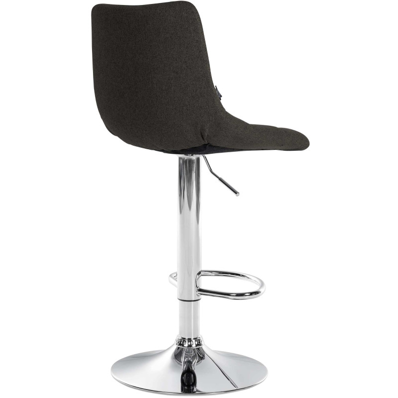 Tabouret de bar Jerry, tissu, chrome, gris foncé