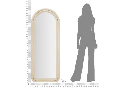 Miroir mural Cloe crème velours 60x4x160 cm – Simplicité chic et charme apaisant