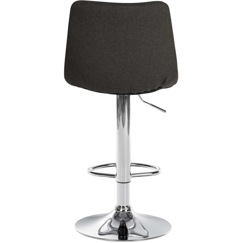 Tabouret de bar Jerry, tissu, chrome, gris foncé