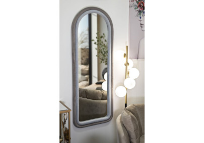 Miroir mural Cloe gris velours 60x4x160 cm – Élégance neutre et raffinement sobre