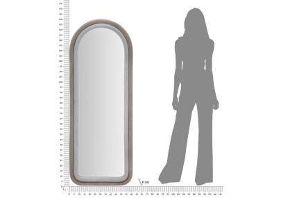 Miroir mural Cloe gris velours 60x4x160 cm – Élégance neutre et raffinement sobre