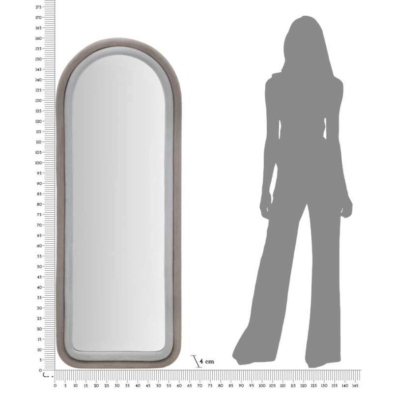 Miroir mural Cloe gris velours 60x4x160 cm – Élégance neutre et raffinement sobre