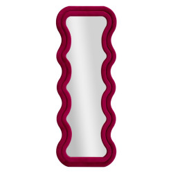 Miroir mural Emily velours fuchsia 60x6x160 cm (miroir 42x144 cm) – Touche moderne et féminité affirmée