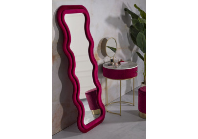 Miroir mural Emily velours fuchsia 60x6x160 cm (miroir 42x144 cm) – Touche moderne et féminité affirmée