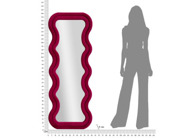 Miroir mural Emily velours fuchsia 60x6x160 cm (miroir 42x144 cm) – Touche moderne et féminité affirmée