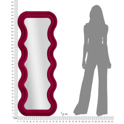 Miroir mural Emily velours fuchsia 60x6x160 cm (miroir 42x144 cm) – Touche moderne et féminité affirmée