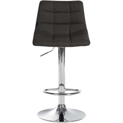Tabouret de bar Jerry, tissu, chrome, gris foncé