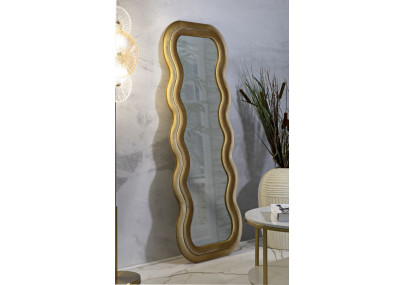 Miroir mural Emily velours doré 60x6x160 cm (miroir 42x144 cm) – Prestige doré et brillance raffinée