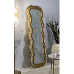 Miroir mural Emily velours doré 60x6x160 cm (miroir 42x144 cm) – Prestige doré et brillance raffinée