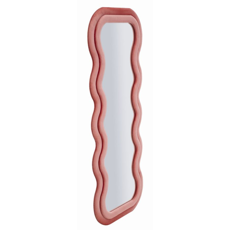 Miroir mural Emily velours rose 60x6x160 cm (miroir 42x144 cm) – Délicatesse et charme poudré