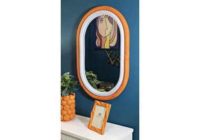 Miroir mural Antony orange/velours mixte 60x4x90 cm – Alliance audacieuse et esprit contemporain