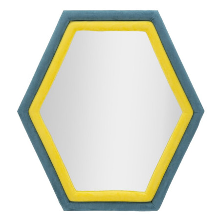 Miroir mural Tony bleu/velours jaune 75x4x80 cm – Design contrasté et énergie moderne