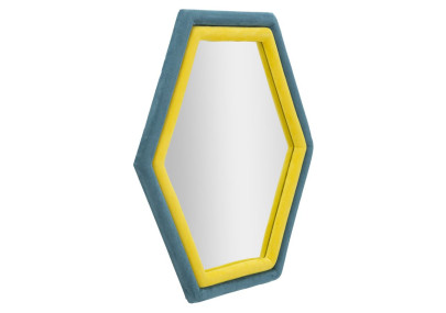 Miroir mural Tony bleu/velours jaune 75x4x80 cm – Design contrasté et énergie moderne