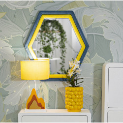 Miroir mural Tony bleu/velours jaune 75x4x80 cm – Design contrasté et énergie moderne