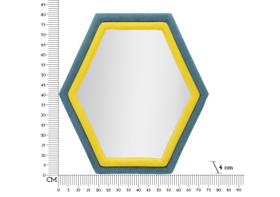 Miroir mural Tony bleu/velours jaune 75x4x80 cm – Design contrasté et énergie moderne