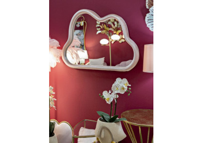 Miroir mural Rose Nuage velours 90x4x60 cm – Romantisme pastel et touche de modernité