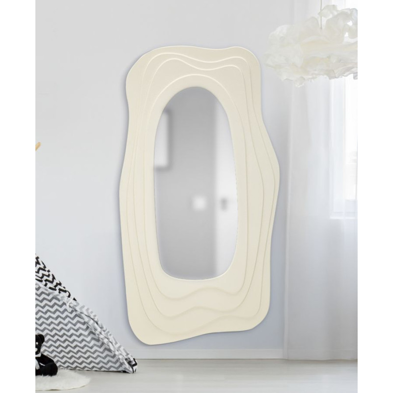 Miroir mural Dafne blanc 90x4x165 cm – Pureté lumineuse et élégance monumentale