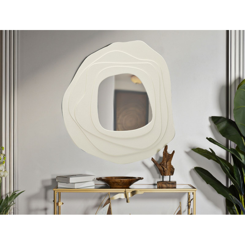 Miroir mural Dalia blanc 90x4x97 cm – Lignes douces et éclat intemporel