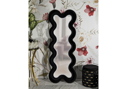 Miroir mural Noir Monica 58x4x160 cm (miroir 39x124 cm) – Chic intense et design sobre