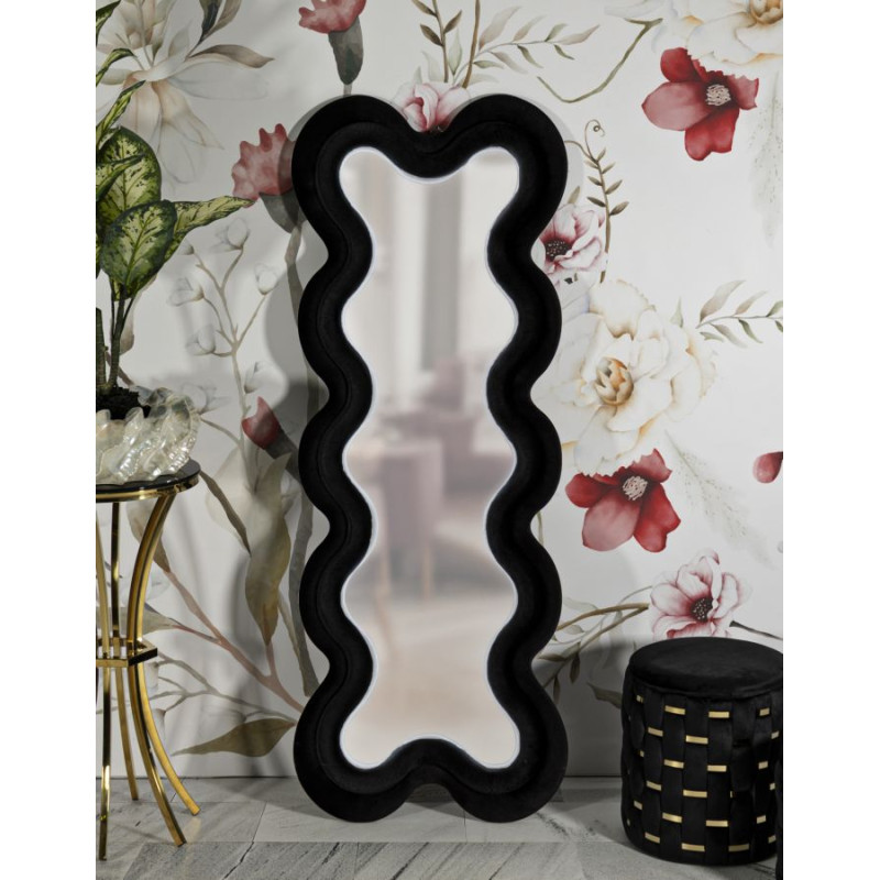 Miroir mural Noir Monica 58x4x160 cm (miroir 39x124 cm) – Chic intense et design sobre