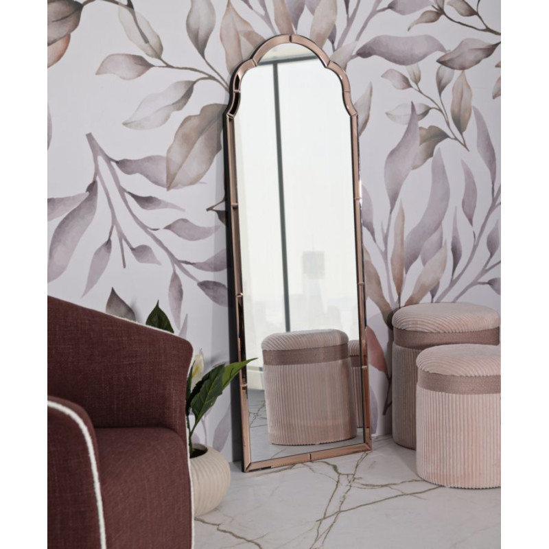 Miroir mural Tangier rose 55x2x150 cm (miroir 49x144 cm) – Touche romantique et modernité lumineuse