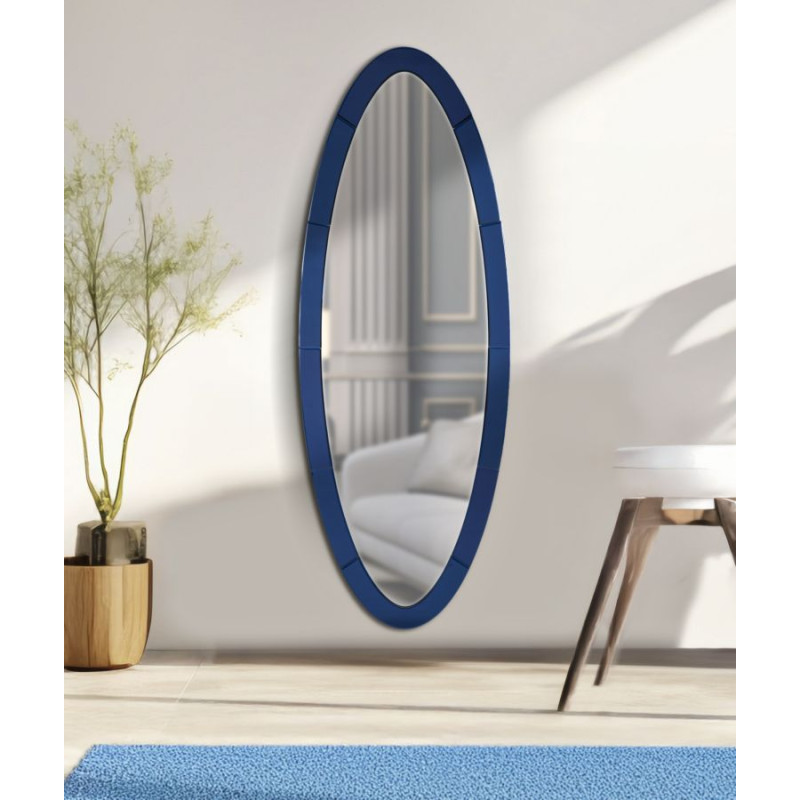 Miroir mural Bleu Oslo 55x2x150 cm (miroir 42,5x137,5 cm) – Harmonie bleue et élégance contemporaine