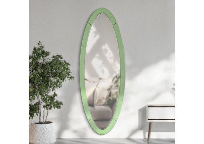 Miroir mural Oslo vert 55x2x150 cm (miroir 42,5x137,5 cm) – Élégance naturelle et lignes pures