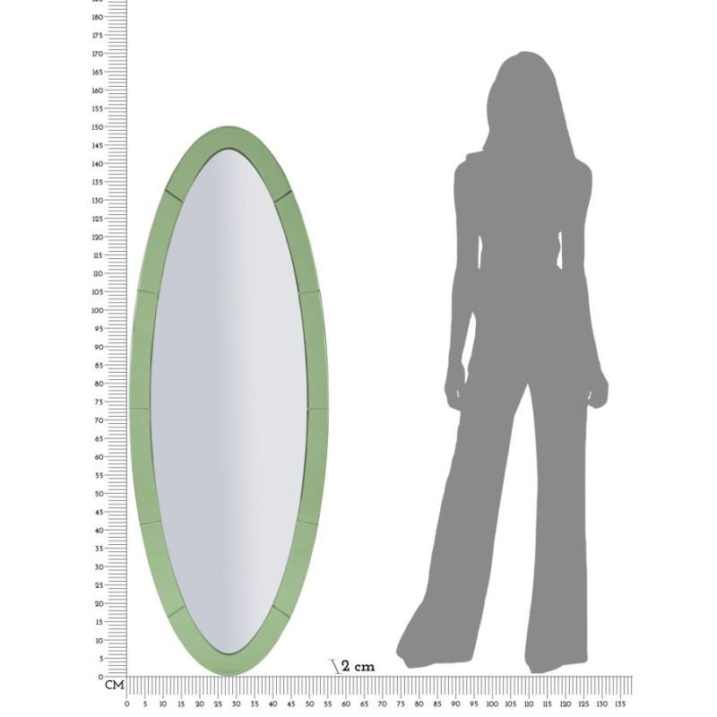 Miroir mural Oslo vert 55x2x150 cm (miroir 42,5x137,5 cm) – Élégance naturelle et lignes pures