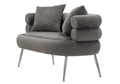 Canapé Silvery Plus avec coussins 133x68x69 cm – Raffinement métallique et style moderne