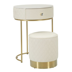 Coiffeuse Sharon avec Pouf – Élégance Douce Ø52 x 70 - Ø36 x 39 cm