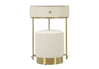 Coiffeuse Sharon avec Pouf – Élégance Douce Ø52 x 70 - Ø36 x 39 cm