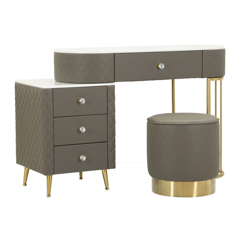 Coiffeuse Sharon Grise avec Pouf – Élégance Urbaine 120 x 40 x 75 cm