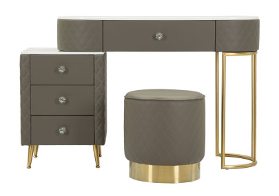 Coiffeuse Sharon Grise avec Pouf – Élégance Urbaine 120 x 40 x 75 cm