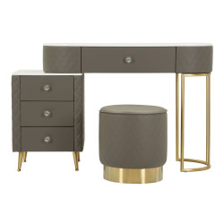 Coiffeuse Sharon Grise avec Pouf – Élégance Urbaine 120 x 40 x 75 cm