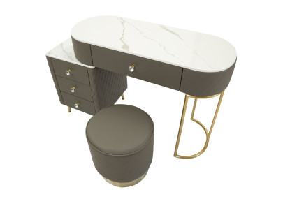 Coiffeuse Sharon Grise avec Pouf – Élégance Urbaine 120 x 40 x 75 cm