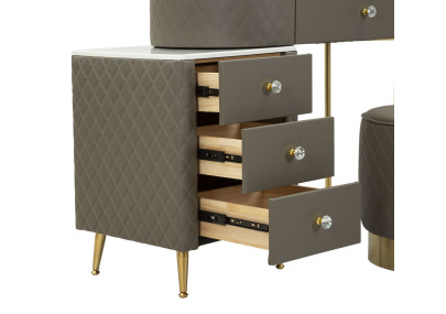 Coiffeuse Sharon Grise avec Pouf – Élégance Urbaine 120 x 40 x 75 cm