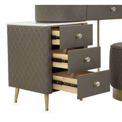 Coiffeuse Sharon Grise avec Pouf – Élégance Urbaine 120 x 40 x 75 cm