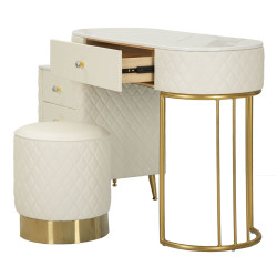 Coiffeuse Sharon Blanche avec Pouf – Pureté Intemporelle 120 x 40 x 75 cm