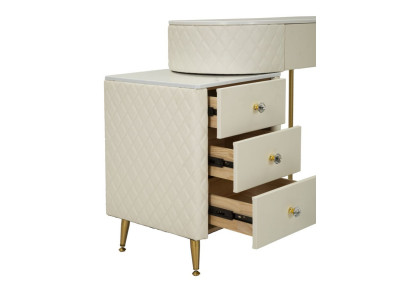 Coiffeuse Sharon Blanche avec Pouf – Pureté Intemporelle 120 x 40 x 75 cm